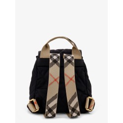 Nylon backpack with leather logo patch