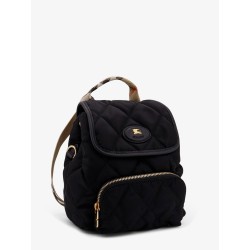 Nylon backpack with leather logo patch