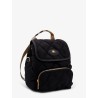 Nylon backpack with leather logo patch