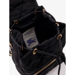 Nylon backpack with leather logo patch