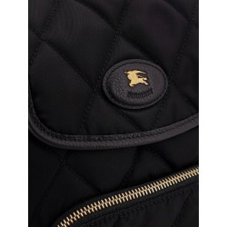 Nylon backpack with leather logo patch