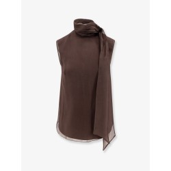 Crispy silk top with lavallière and Monili