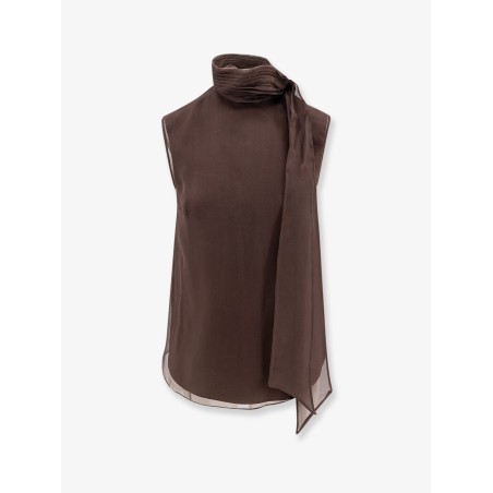 Crispy silk top with lavallière and Monili