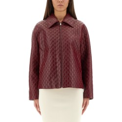 OVERSIZED LEATHER JACKET WITH EMBOSSED GG