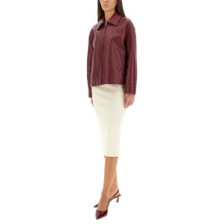 OVERSIZED LEATHER JACKET WITH EMBOSSED GG