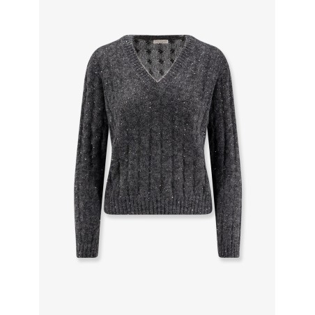 Wool blend sweater with all-over sequins