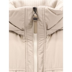 Nylon and cotton hooded down jacket