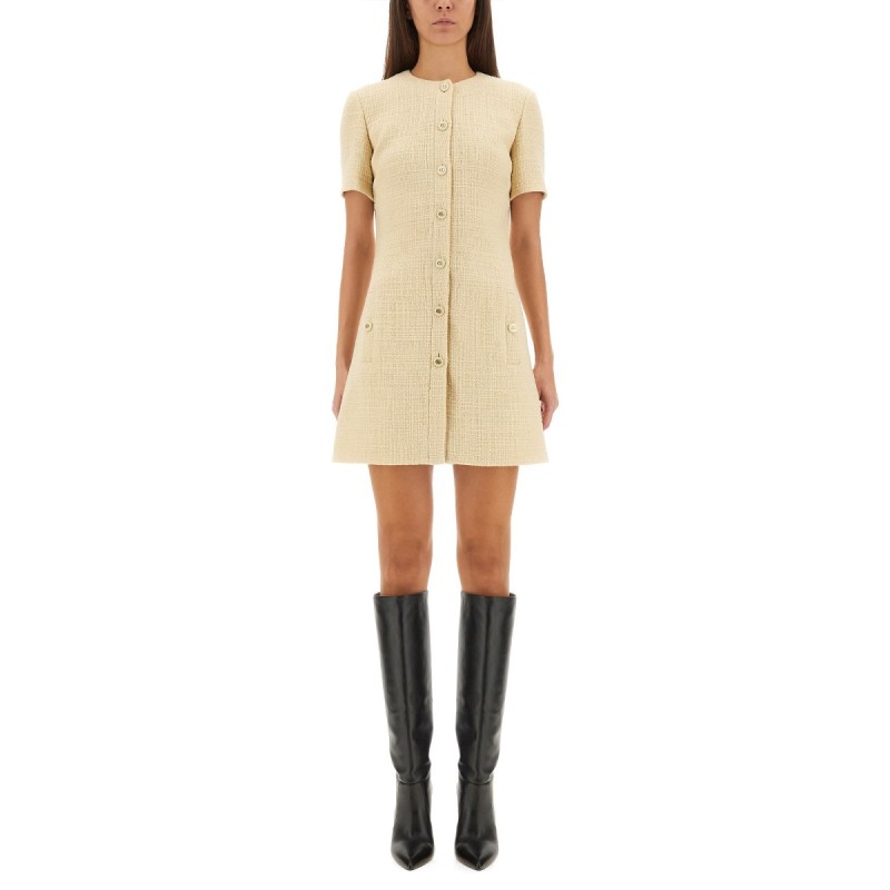 TEXTURED WOOL TWEED DRESS