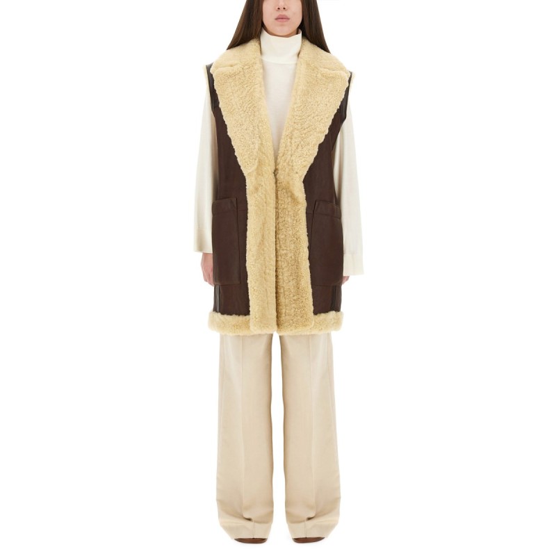 LEATHER AND SHEARLING VEST
