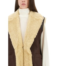 LEATHER AND SHEARLING VEST