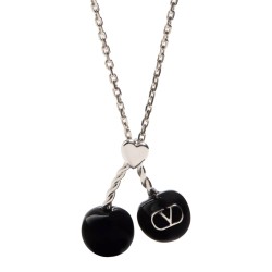 CHEZ VALENTINO METAL AND ENAMEL NECKLACE