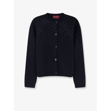 Wool and viscose cardigan with all-over GG logo