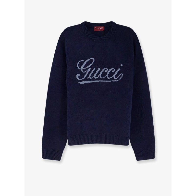 Wool sweater with frontal embroidered logo