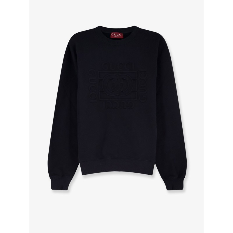 Cotton sweatshirt with frontal embossed logo