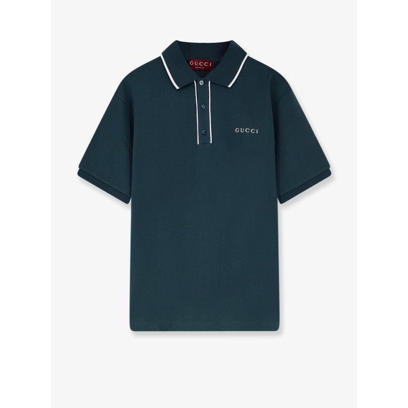 Stretch cotton polo with embroidered logo