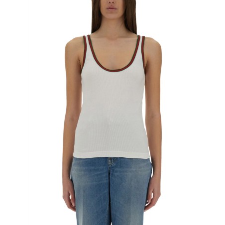 RIBBED COTTON TANK TOP WITH WEB