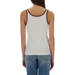 RIBBED COTTON TANK TOP WITH WEB
