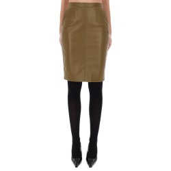 LEATHER MIDI SKIRT