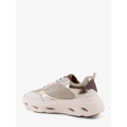 Pink leather sneakers with nylon inserts
