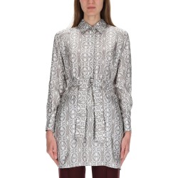 PRINTED SILK CHEMISIER DRESS