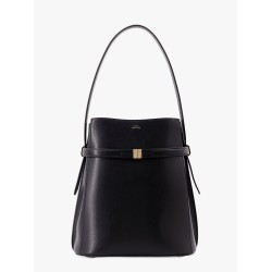 Leather bucket bag with strap