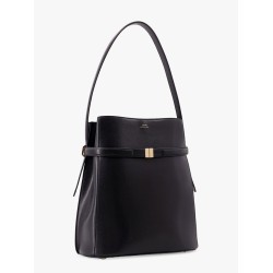 Leather bucket bag with strap