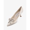 Auria satin pumps with crystal bow detail