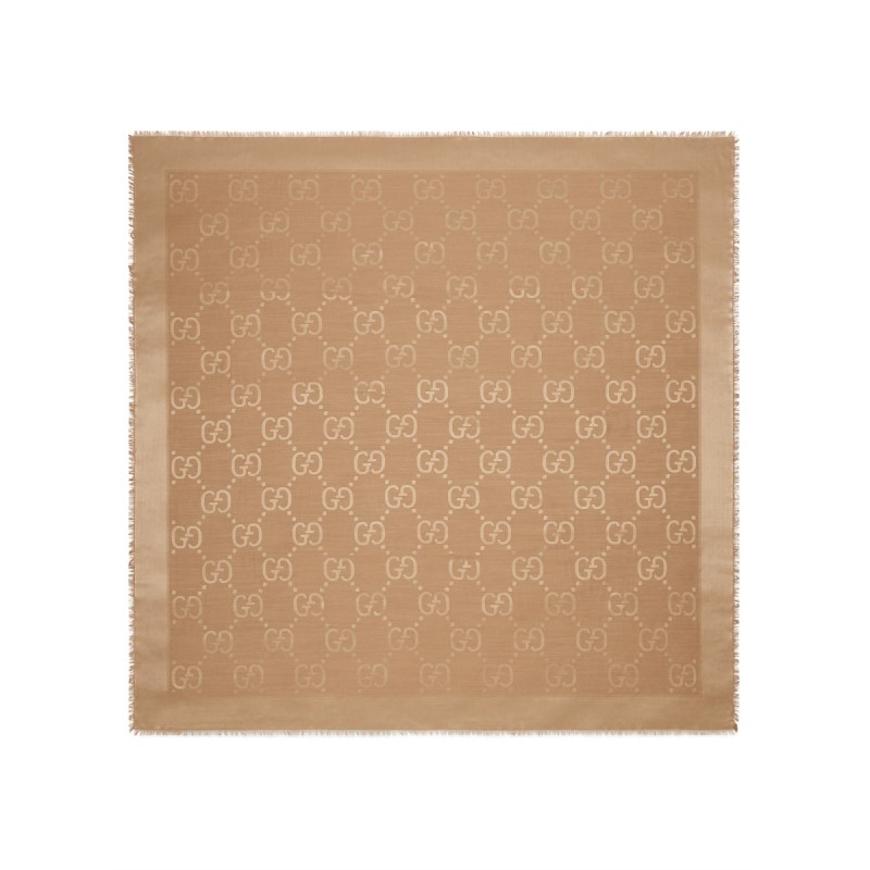 WOOL AND SILK JACQUARD SHAWL WITH GG PATTERN