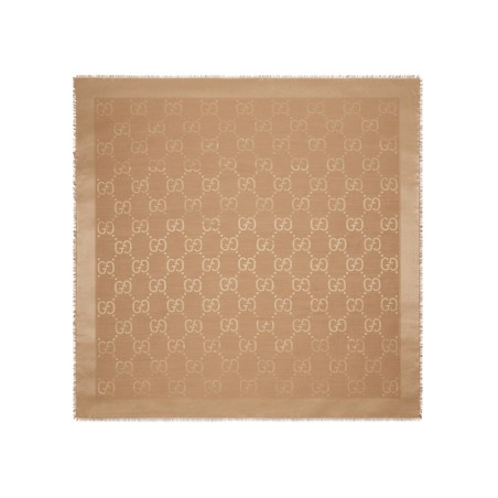 WOOL AND SILK JACQUARD SHAWL WITH GG PATTERN