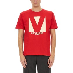 COTTON T-SHIRT WITH "CHEZ VALENTINO" PRINT