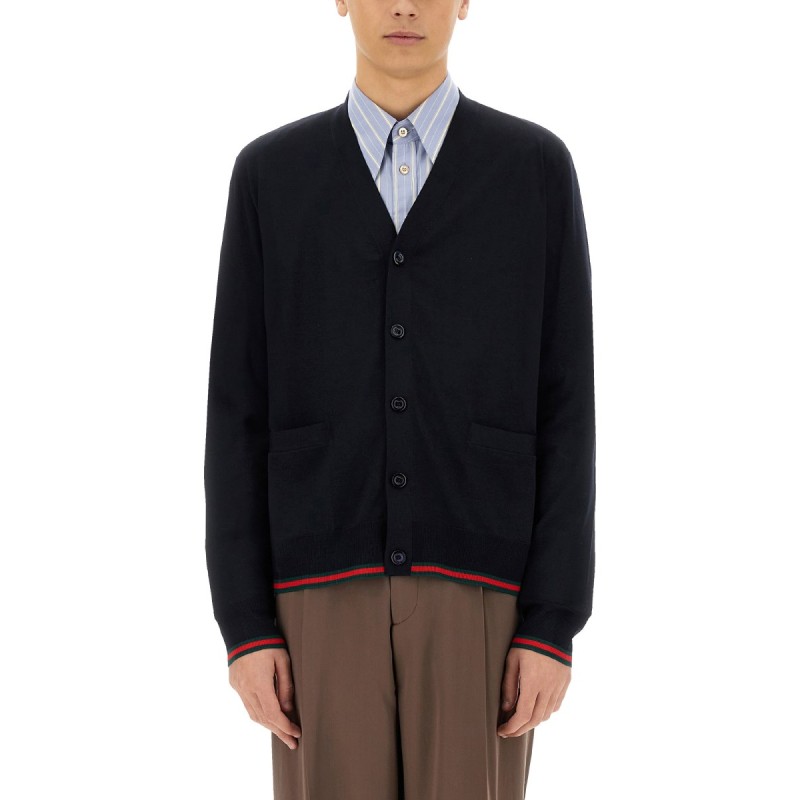 KNITTED WOOL CARDIGAN WITH WEB PATTERN