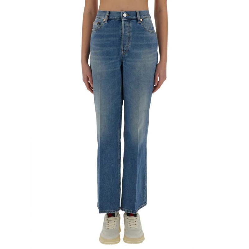 DENIM PANTS WITH LOGO LABEL