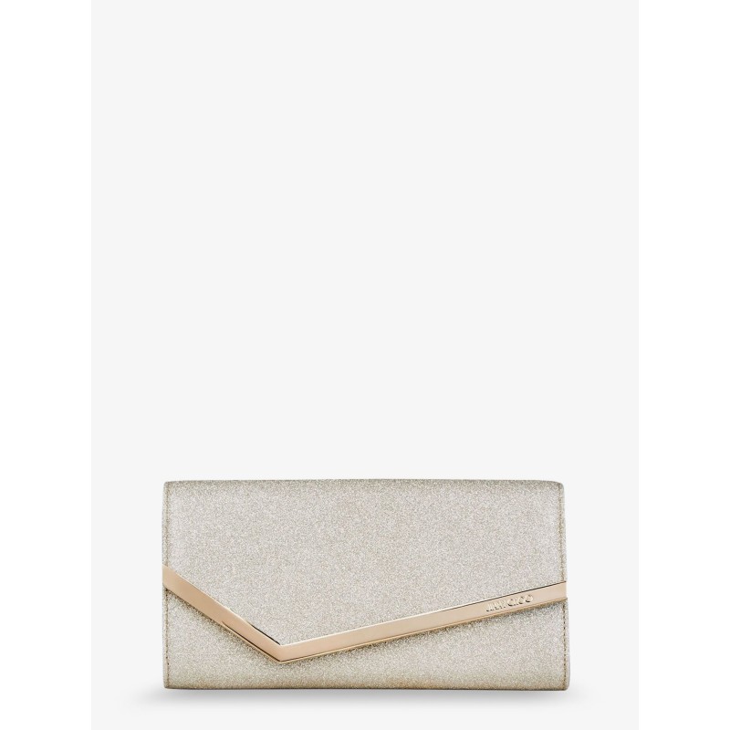 Emmie leather clutch with all-over glitter