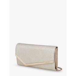 Emmie leather clutch with all-over glitter
