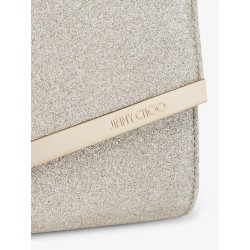 Emmie leather clutch with all-over glitter