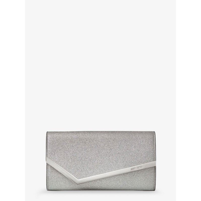 Emmie leather clutch in with glitter effect