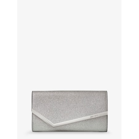 Emmie leather clutch in with glitter effect