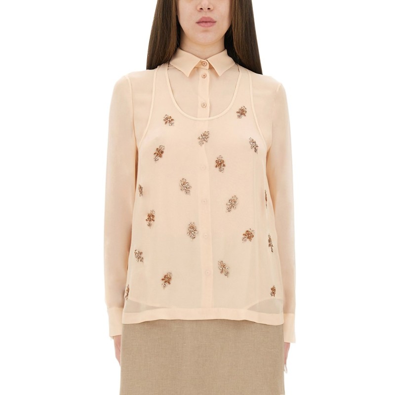 EMBROIDERED GEORGETTE TOP