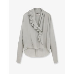 Crepe shirt with rouches