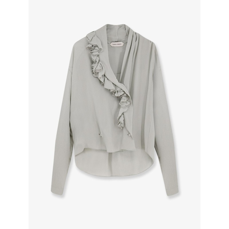 Crepe shirt with rouches