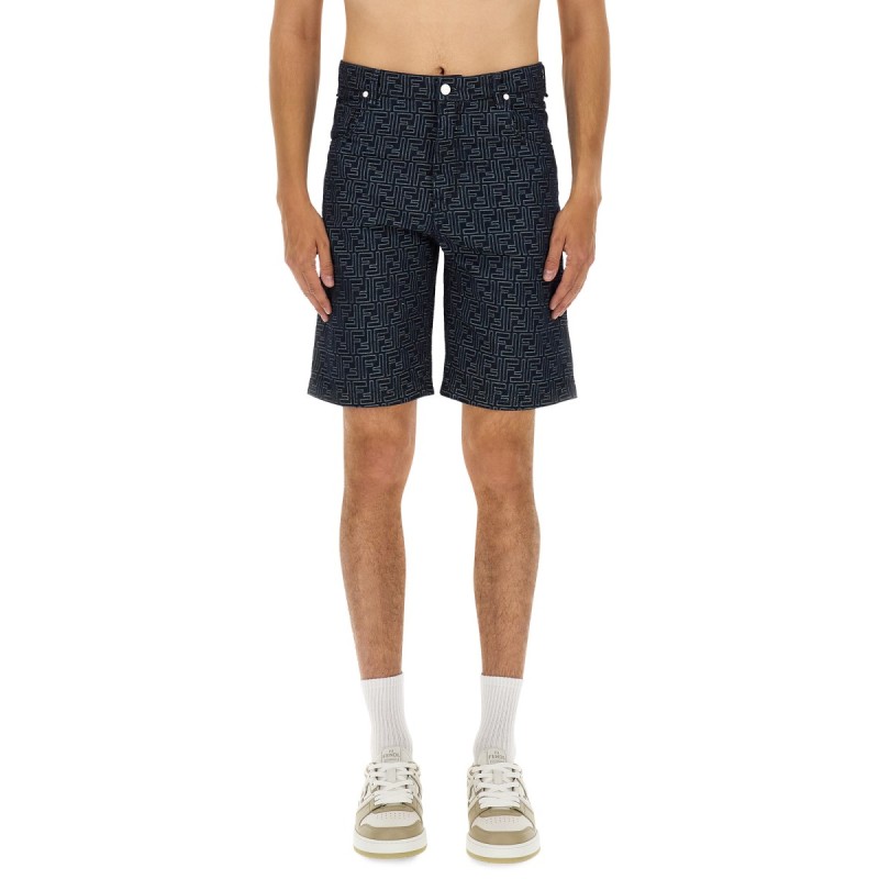 FF JACQUARD DENIM SHORTS