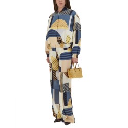 PATCHWORK PRINT SILK PANTS