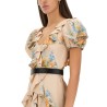 FLORAL PRINT RUCHED SILK DRESS