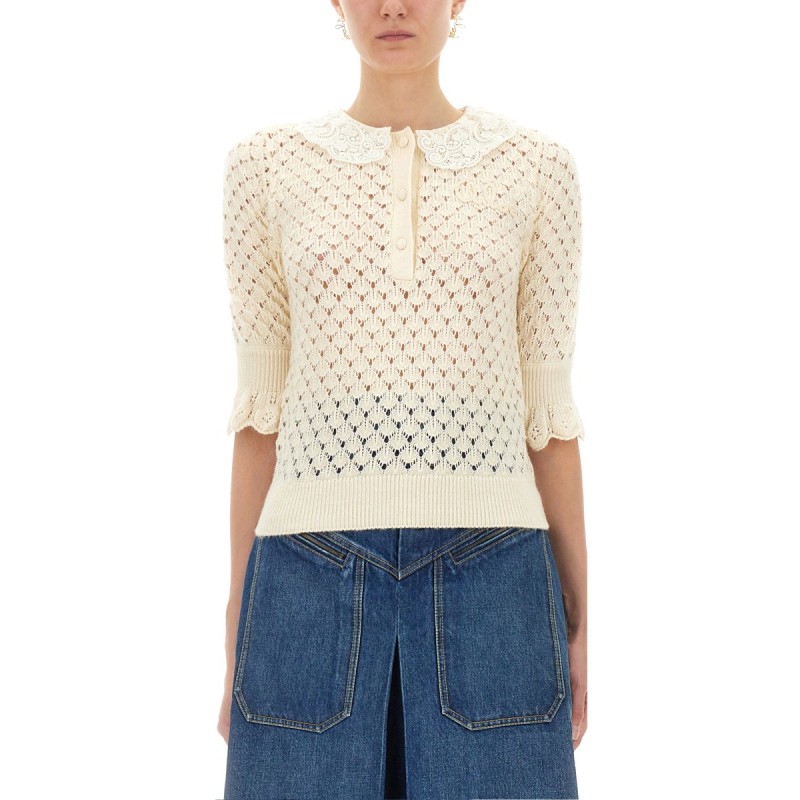 COTTON CROCHET SWEATER