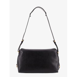 Leather shoulder bag with metal detail with engraved logo