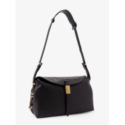 Leather shoulder bag with metal detail with engraved logo