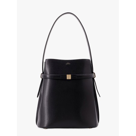 Leather bucket bag with strap