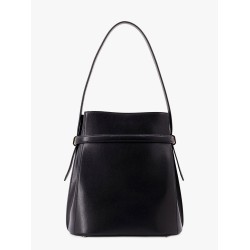 Leather bucket bag with strap