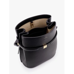 Leather bucket bag with strap