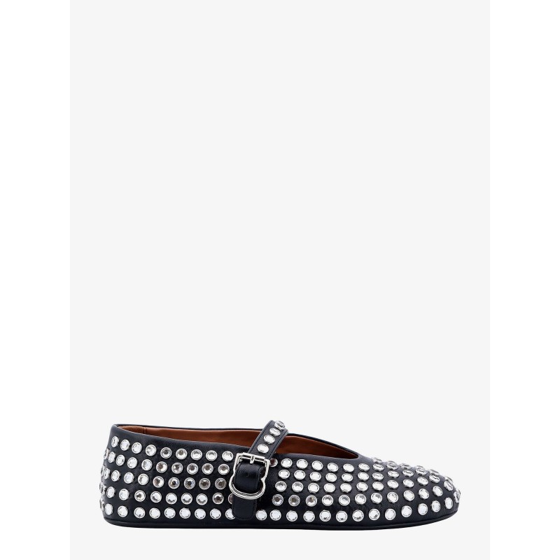 Leather ballet flats with rhinestones